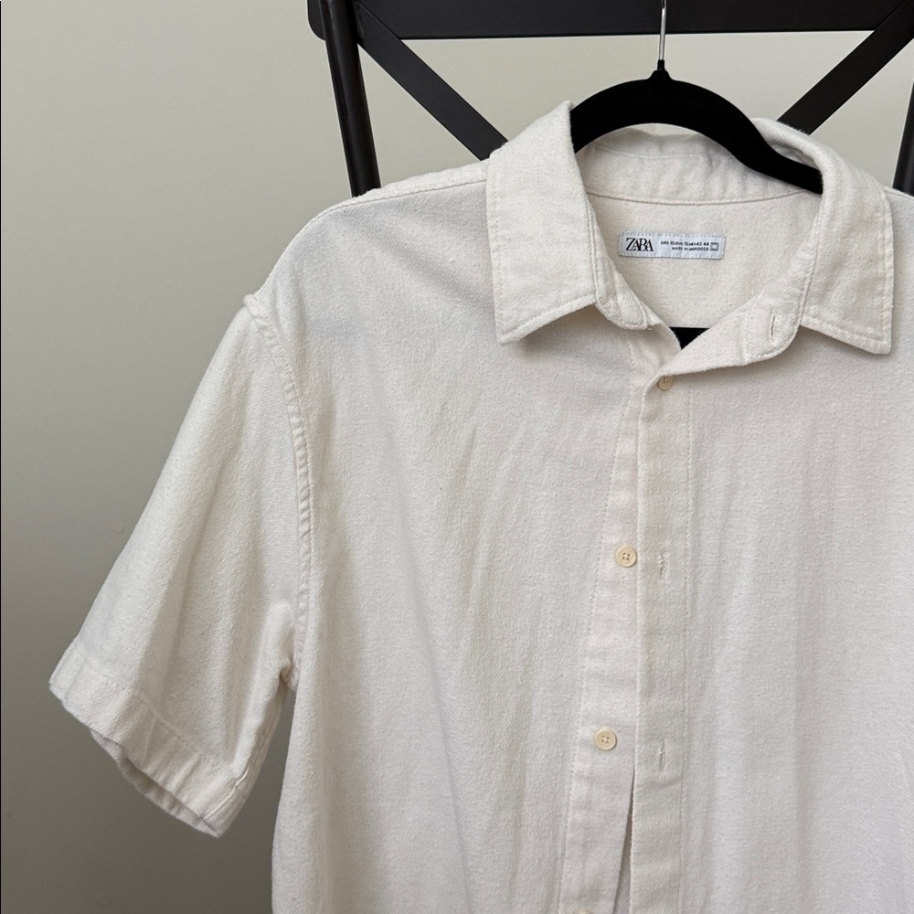 Zara Cream Short Sleeve Shirt